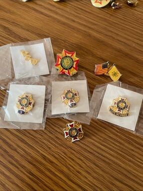 VFW Ladies Auxiliary Military Service and Membership Pins - lifetime member
